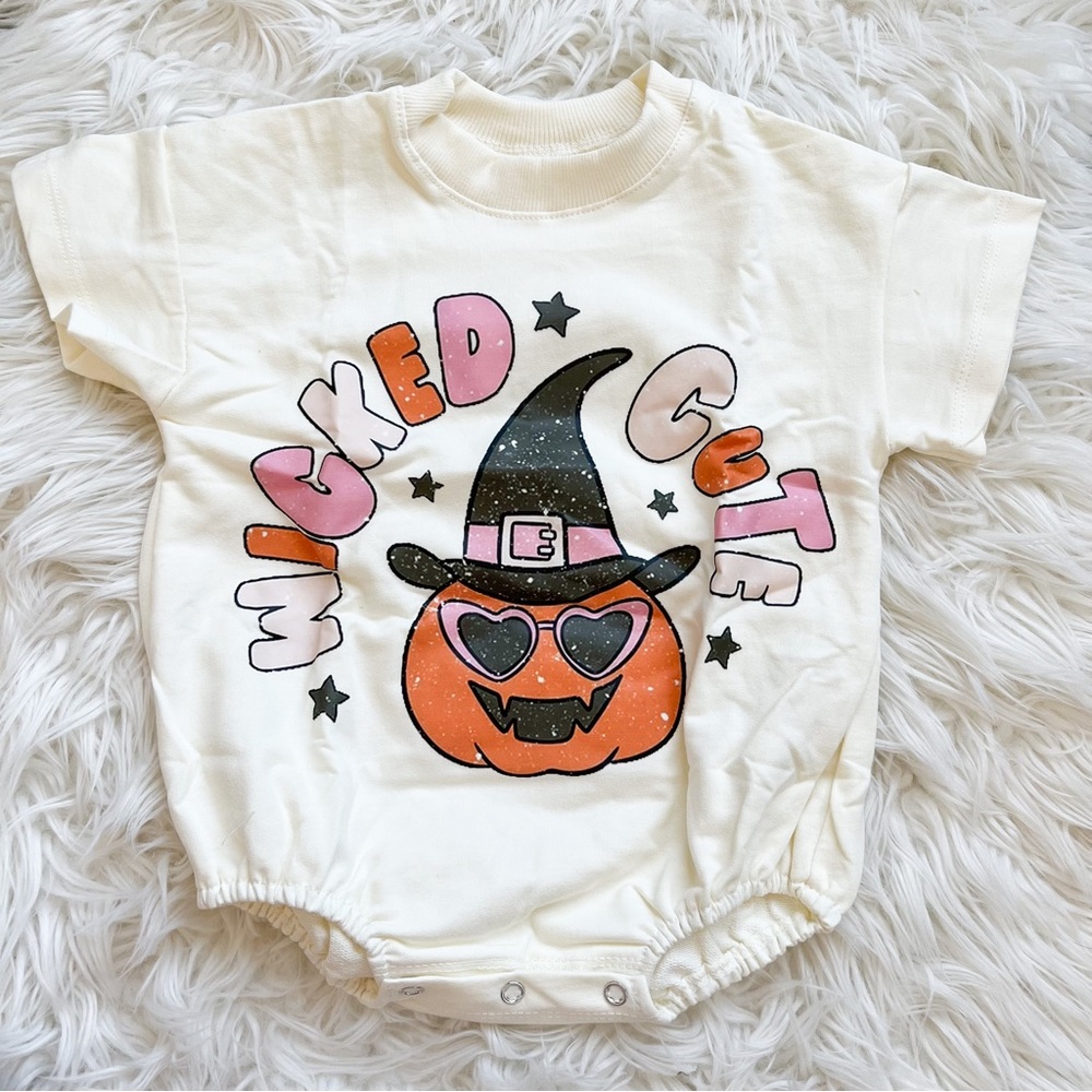NWT Wicked Cute Pumpkin Bubble Romper 12–18M